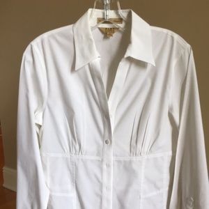 White Fitted Woman Cotton Button Up Blouse